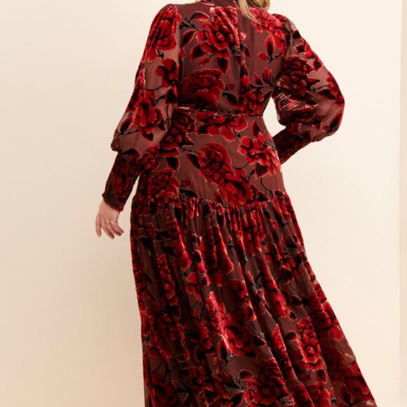 new anthropologie hutch floral burnout maxi dress in floral velvet s small - Picture 2 of 3